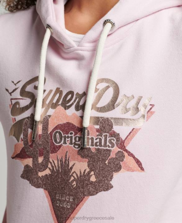 vintage λογότυπο αφηγηματικό hoodie γυναίκες είδη ένδυσης ροζ Superdry L02L3292