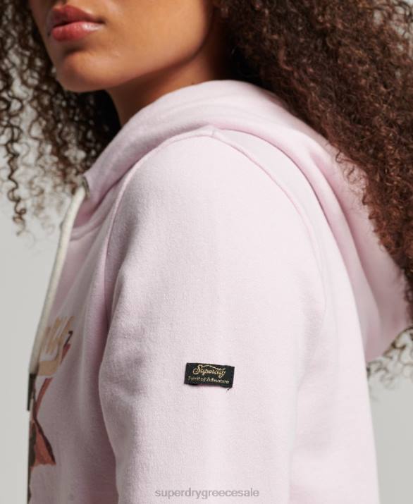 vintage λογότυπο αφηγηματικό hoodie γυναίκες είδη ένδυσης ροζ Superdry L02L3292