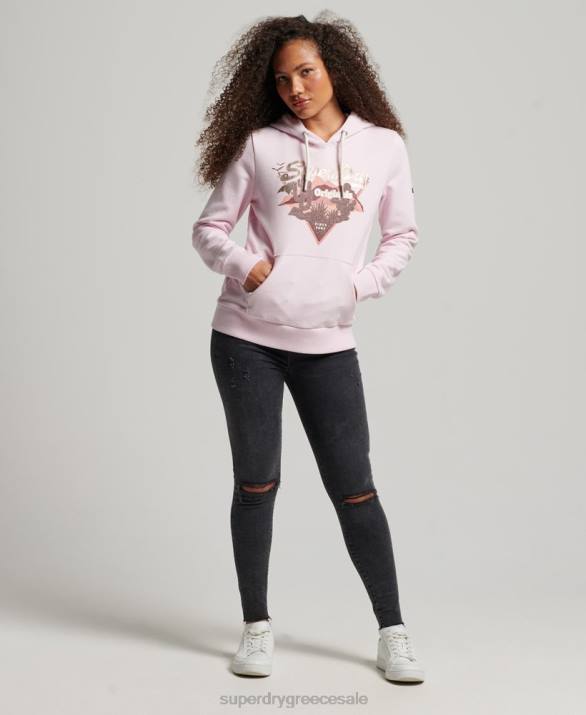 vintage λογότυπο αφηγηματικό hoodie γυναίκες είδη ένδυσης ροζ Superdry L02L3292