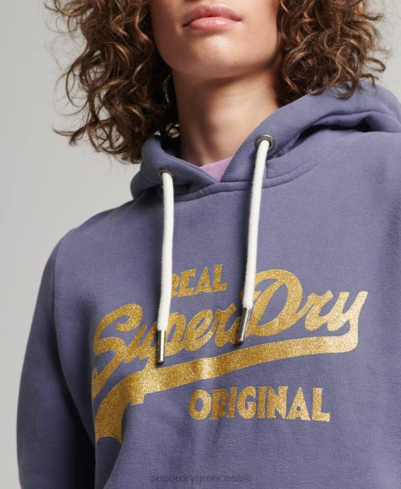 vintage λογότυπο πρωτότυπο hoodie γυναίκες είδη ένδυσης μωβ Superdry L02L3322