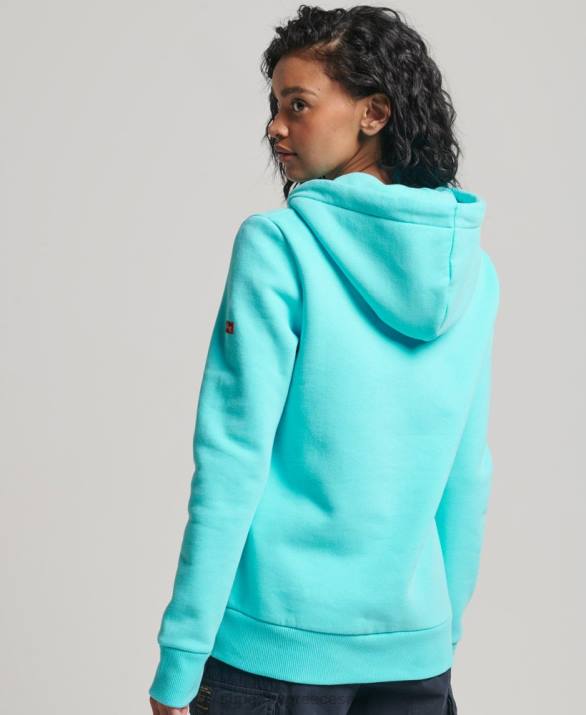 vintage λογότυπο πρωτότυπο hoodie γυναίκες είδη ένδυσης τουρκουάζ Superdry L02L3423
