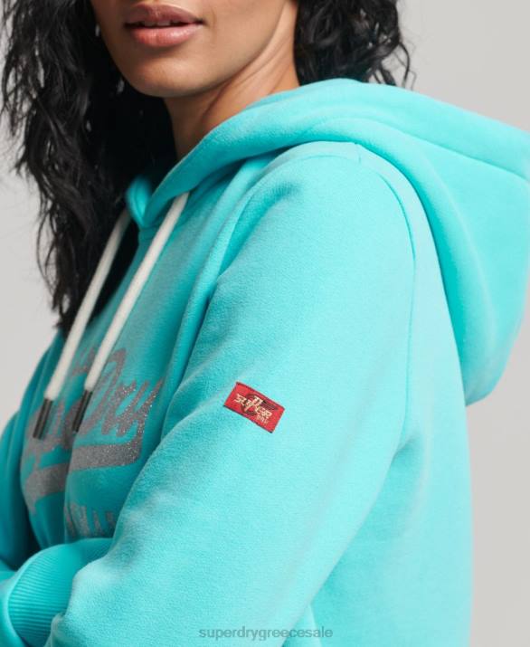 vintage λογότυπο πρωτότυπο hoodie γυναίκες είδη ένδυσης τουρκουάζ Superdry L02L3423