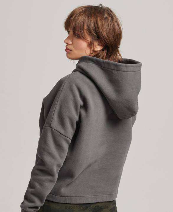 vintage λογότυπο κουτί ταιριάζει hoodie γυναίκες είδη ένδυσης σκούρο γκρι Superdry L02L5764