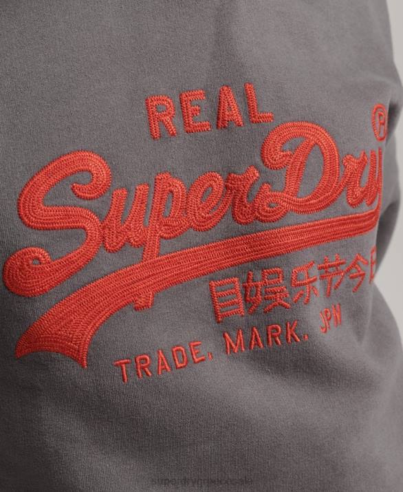 vintage λογότυπο κουτί ταιριάζει hoodie γυναίκες είδη ένδυσης σκούρο γκρι Superdry L02L5764