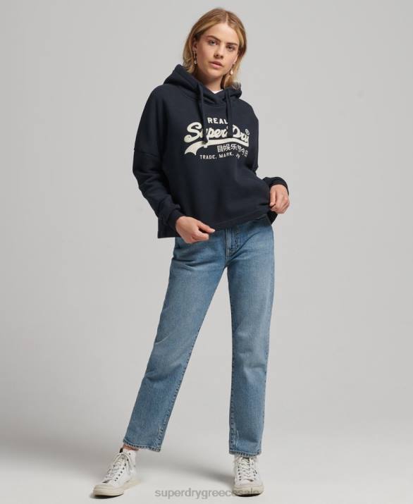 vintage λογότυπο κουτί ταιριάζει hoodie γυναίκες είδη ένδυσης ΠΟΛΕΜΙΚΟ ΝΑΥΤΙΚΟ Superdry L02L5864