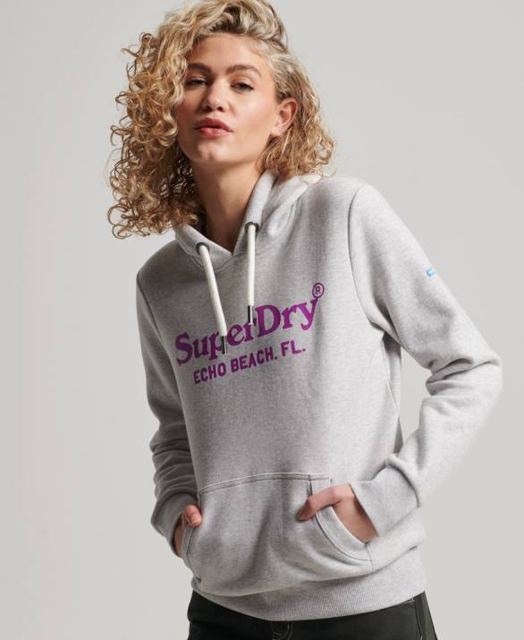 vintage hoodie venue γυναίκες είδη ένδυσης ανοιχτό γκρι Superdry L02L2314