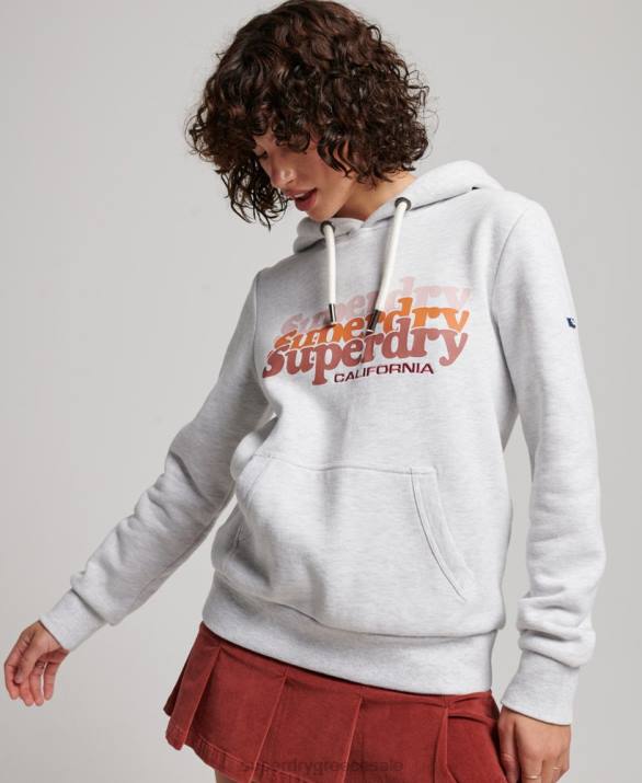 vintage σενάριο infill hoodie γυναίκες είδη ένδυσης ανοιχτό γκρι Superdry L02L2223