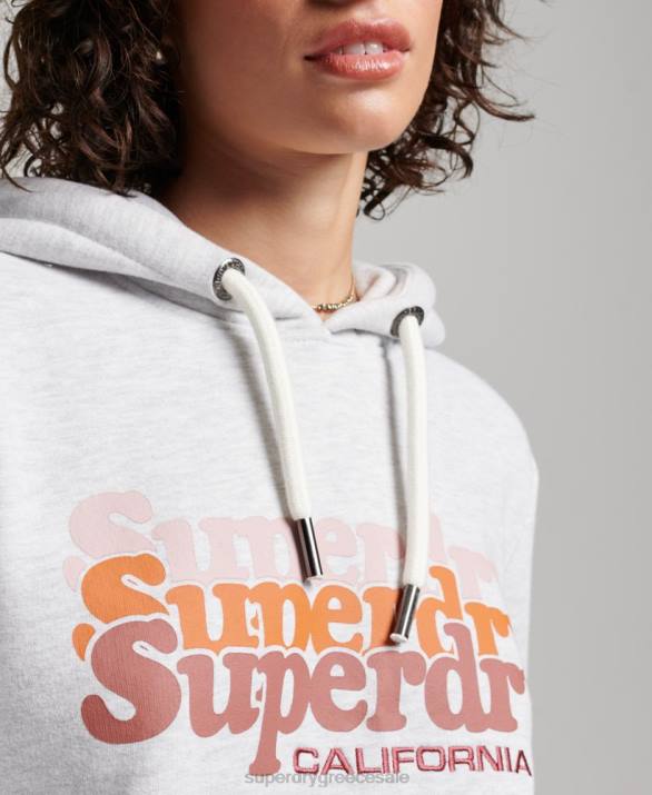 vintage σενάριο infill hoodie γυναίκες είδη ένδυσης ανοιχτό γκρι Superdry L02L2223