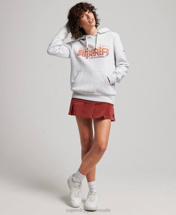 vintage σενάριο infill hoodie γυναίκες είδη ένδυσης ανοιχτό γκρι Superdry L02L2223
