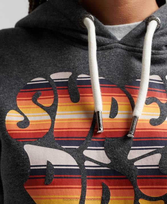 vintage σενάριο infill hoodie γυναίκες είδη ένδυσης σκούρο γκρι Superdry L02L3406