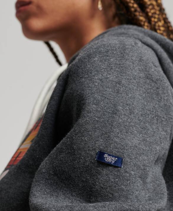 vintage σενάριο infill hoodie γυναίκες είδη ένδυσης σκούρο γκρι Superdry L02L3406