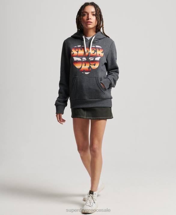 vintage σενάριο infill hoodie γυναίκες είδη ένδυσης σκούρο γκρι Superdry L02L3406