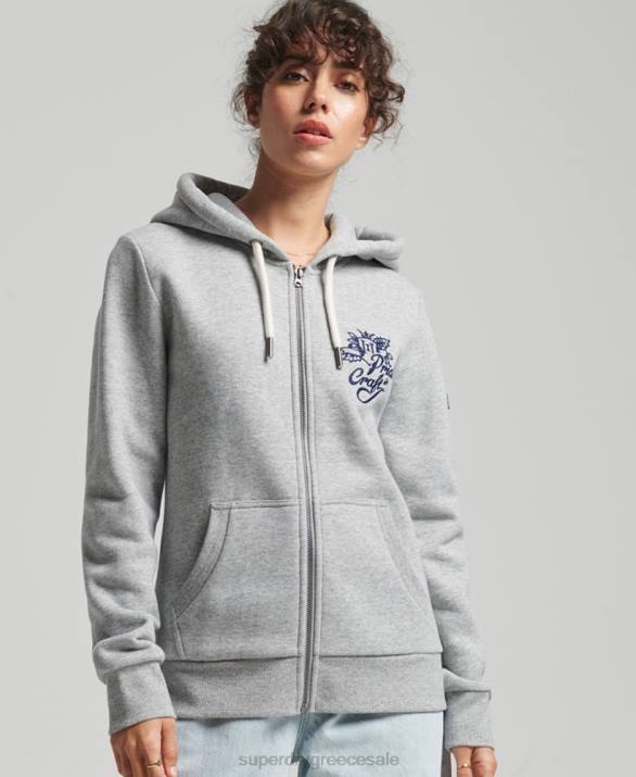 vintage pride in craft zip hoodie γυναίκες είδη ένδυσης γκρί Superdry L02L3501