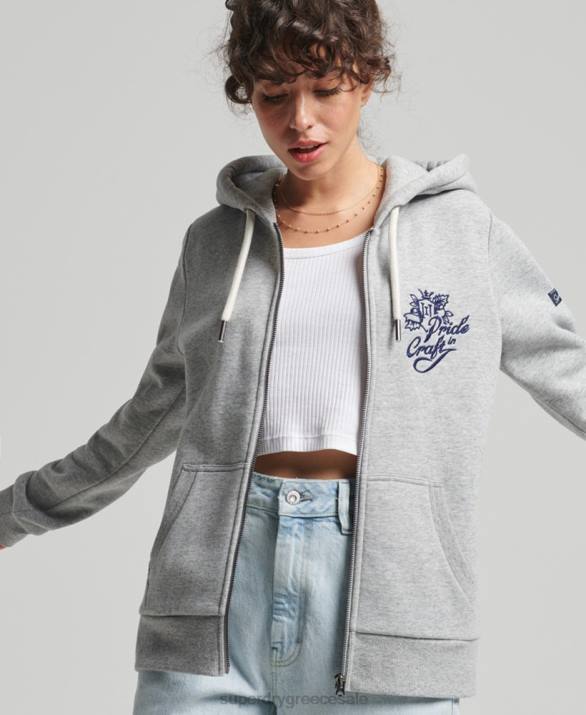 vintage pride in craft zip hoodie γυναίκες είδη ένδυσης γκρί Superdry L02L3501