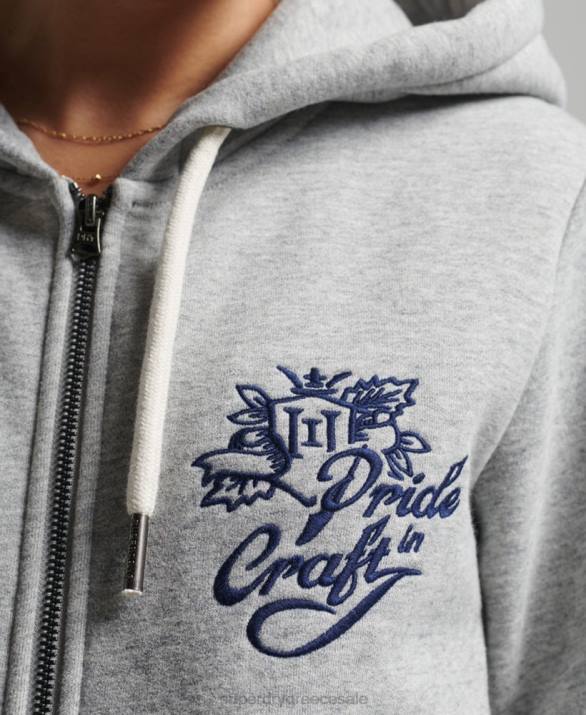 vintage pride in craft zip hoodie γυναίκες είδη ένδυσης γκρί Superdry L02L3501