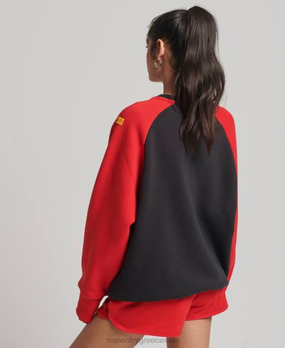 vintage κολεγιακό φούτερ πληρώματος raglan γυναίκες είδη ένδυσης μαύρος Superdry L02L3375