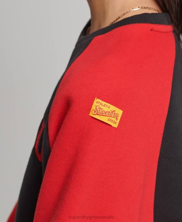 vintage κολεγιακό φούτερ πληρώματος raglan γυναίκες είδη ένδυσης μαύρος Superdry L02L3375
