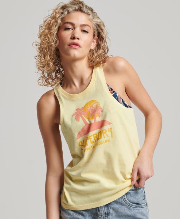 vintage cali cutout φανελάκι γυναίκες είδη ένδυσης κίτρινος Superdry L02L2200