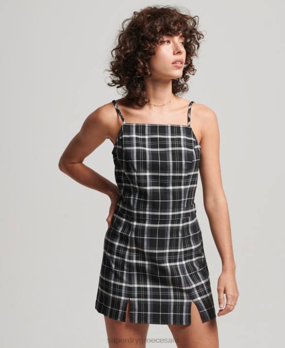 vintage check μίνι φόρεμα καμί γυναίκες είδη ένδυσης μαύρος Superdry L02L2435