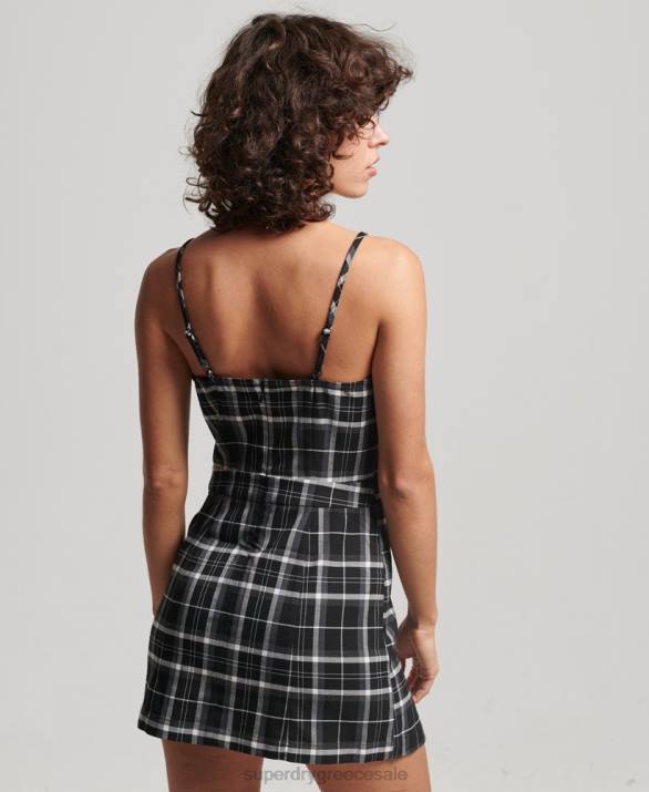 vintage check μίνι φόρεμα καμί γυναίκες είδη ένδυσης μαύρος Superdry L02L2435
