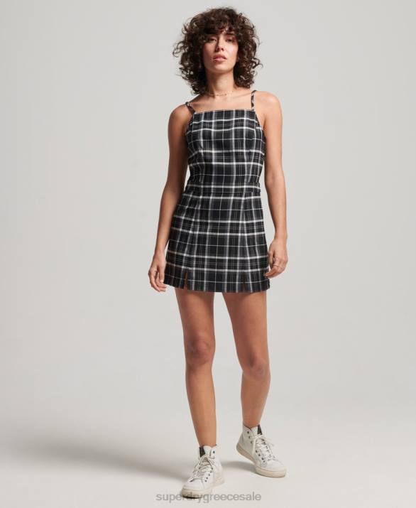 vintage check μίνι φόρεμα καμί γυναίκες είδη ένδυσης μαύρος Superdry L02L2435