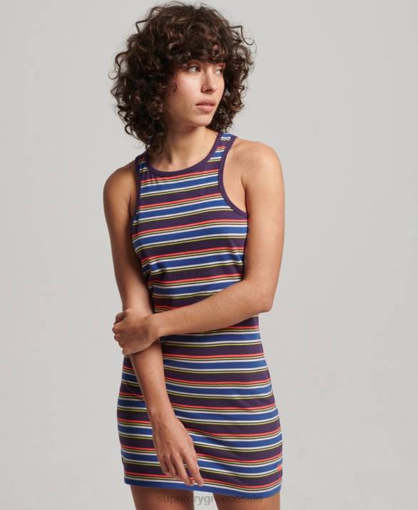 vintage ριγέ φόρεμα racer γυναίκες είδη ένδυσης καφέ Superdry L02L2470