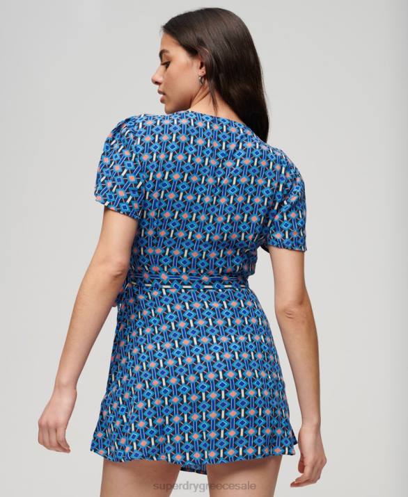 vintage μίνι wrap φόρεμα γυναίκες είδη ένδυσης μπλε Superdry L02L1966