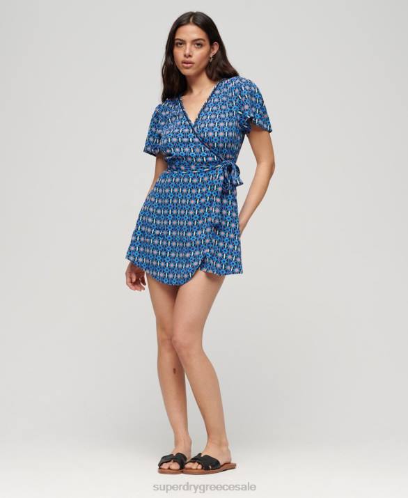vintage μίνι wrap φόρεμα γυναίκες είδη ένδυσης μπλε Superdry L02L1966