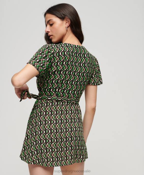vintage μίνι wrap φόρεμα γυναίκες είδη ένδυσης πράσινος Superdry L02L2005
