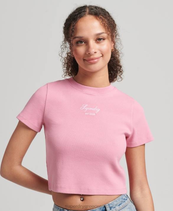 κωδικός Heritage crop fit t-shirt γυναίκες είδη ένδυσης ροζ Superdry L02L2782