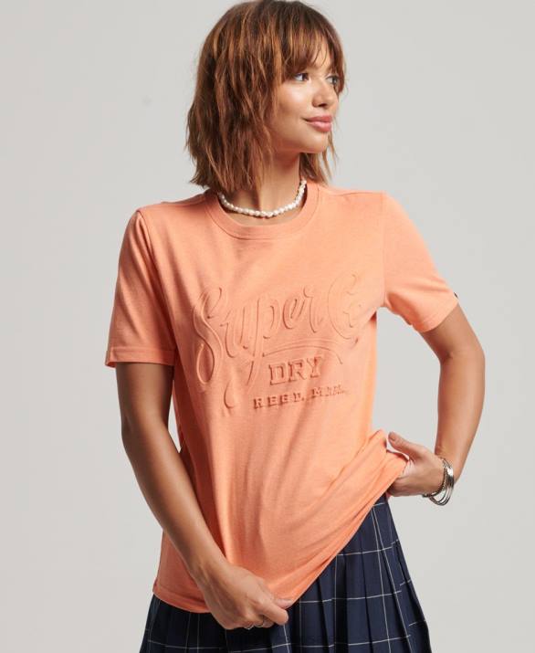 ανάγλυφο μπλουζάκι σε στυλ σεναρίου γυναίκες είδη ένδυσης πορτοκάλι Superdry L02L6257