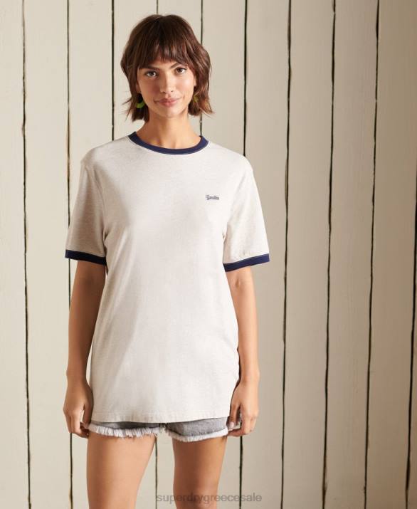 T-shirt με vintage λογότυπο από οργανικό βαμβάκι γυναίκες είδη ένδυσης κρέμα Superdry L02L6756