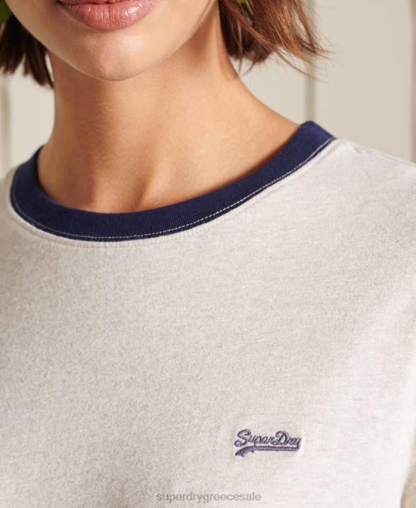 T-shirt με vintage λογότυπο από οργανικό βαμβάκι γυναίκες είδη ένδυσης κρέμα Superdry L02L6756