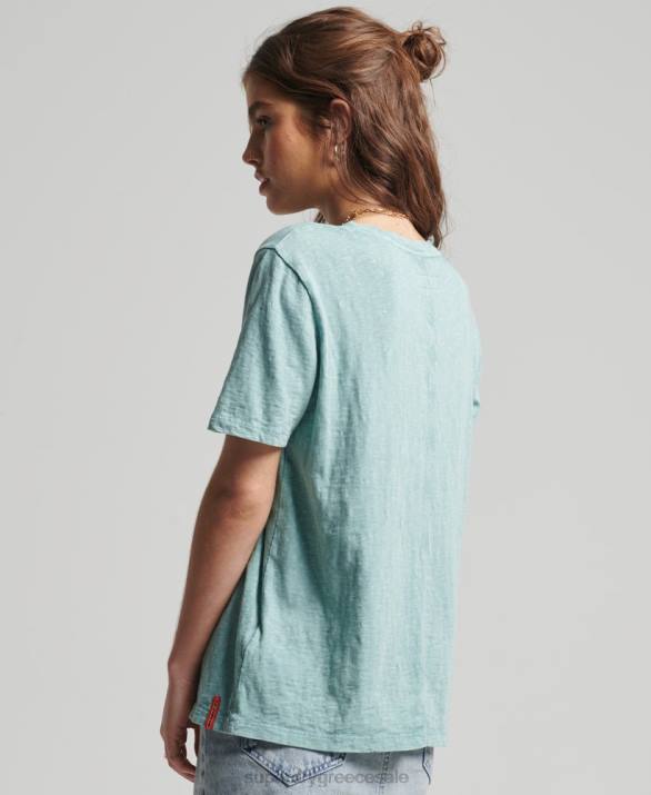 T-shirt από βιολογικό βαμβάκι vintage surf ranchero γυναίκες είδη ένδυσης γαλάζιο Superdry L02L6245