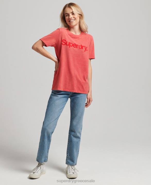 core logo 80s t-shirt γυναίκες είδη ένδυσης το κόκκινο Superdry L02L2669