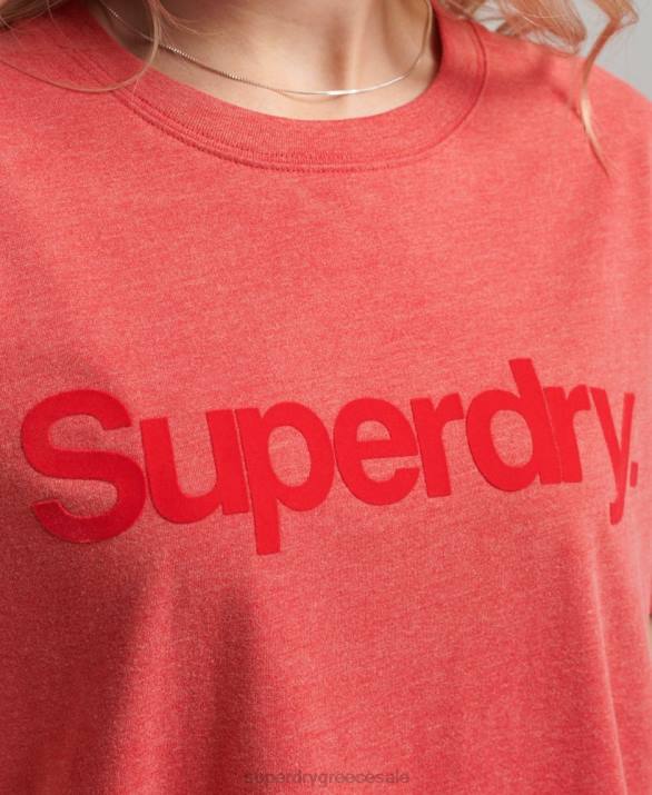 core logo 80s t-shirt γυναίκες είδη ένδυσης το κόκκινο Superdry L02L2669