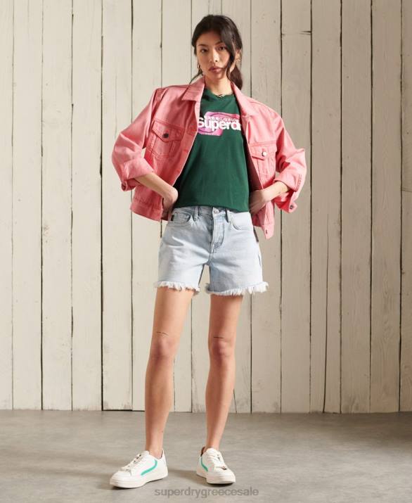 core logo cali t-shirt γυναίκες είδη ένδυσης τουρκουάζ Superdry L02L6253