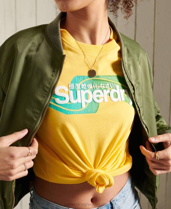 core logo cali t-shirt γυναίκες είδη ένδυσης κίτρινος Superdry L02L6263