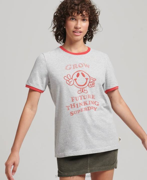 ανακυκλωμένο ringer t-shirt γυναίκες είδη ένδυσης γκρί Superdry L02L6254