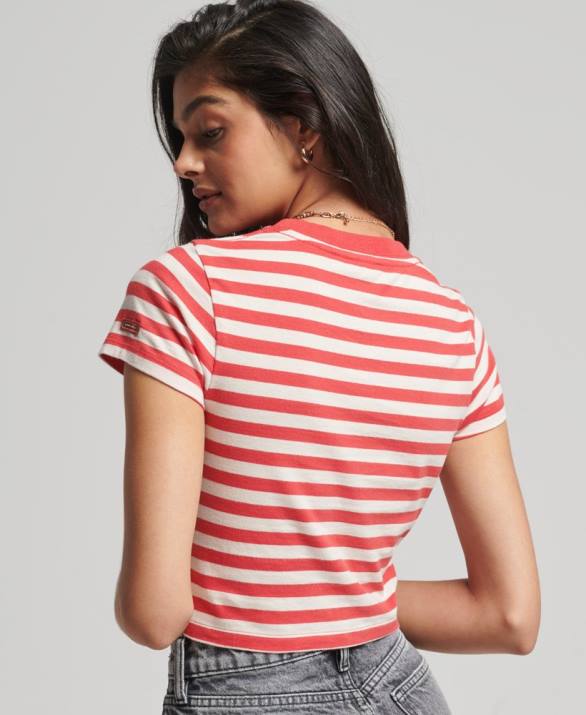 t-shirt από βιολογικό βαμβάκι vintage crop γυναίκες είδη ένδυσης το κόκκινο Superdry L02L6235