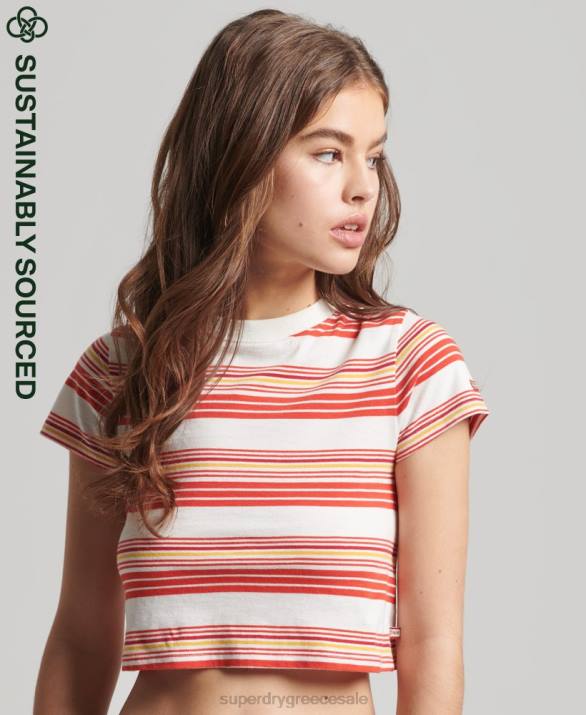 t-shirt από βιολογικό βαμβάκι vintage crop γυναίκες είδη ένδυσης πολυ Superdry L02L6266