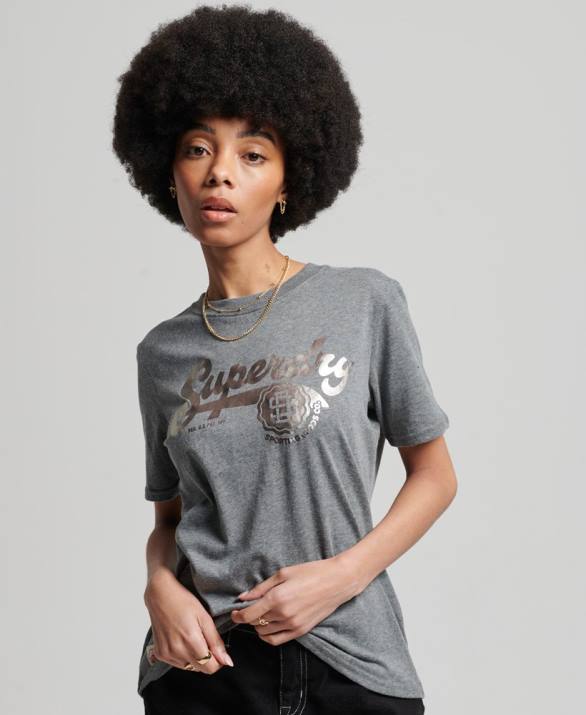 κολεγιακό μπλουζάκι σε στυλ vintage γυναίκες είδη ένδυσης γκρί Superdry L02L6258