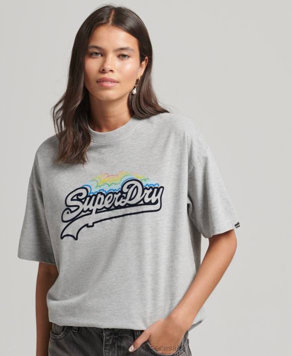 vintage λογότυπο μπλουζάκι ουράνιο τόξο γυναίκες είδη ένδυσης γκρί Superdry L02L6261