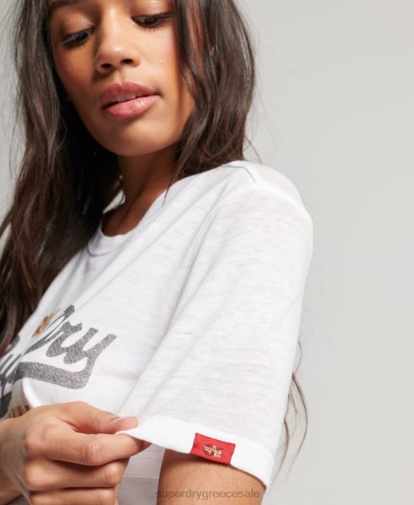 vintage λογότυπο burnout t-shirt γυναίκες είδη ένδυσης άσπρο Superdry L02L2715
