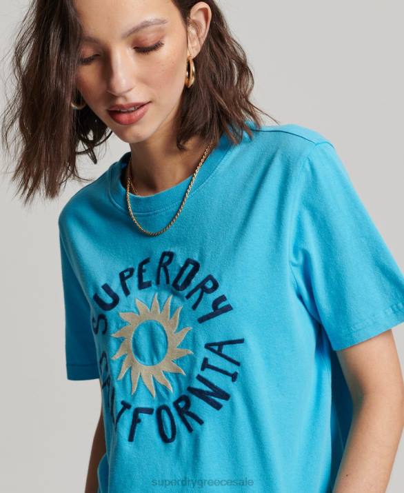 vintage cali cutout t-shirt γυναίκες είδη ένδυσης μπλε Superdry L02L2123