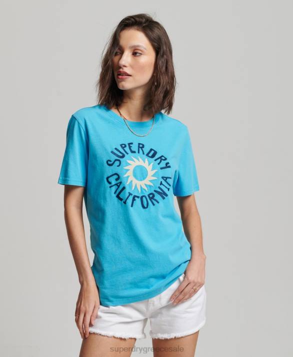 vintage cali cutout t-shirt γυναίκες είδη ένδυσης μπλε Superdry L02L2123