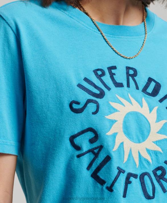vintage cali cutout t-shirt γυναίκες είδη ένδυσης μπλε Superdry L02L2123