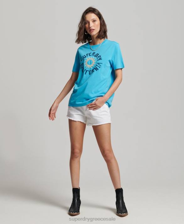 vintage cali cutout t-shirt γυναίκες είδη ένδυσης μπλε Superdry L02L2123