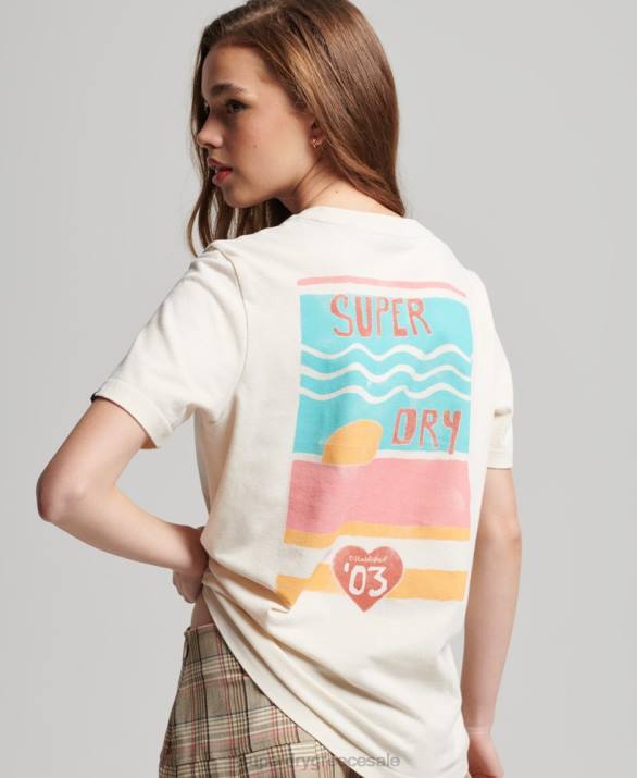 vintage cali cutout t-shirt γυναίκες είδη ένδυσης κρέμα Superdry L02L2147