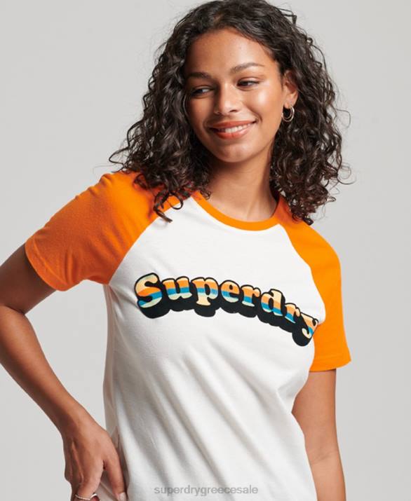 vintage cooper κλασικό μπλουζάκι raglan γυναίκες είδη ένδυσης πορτοκάλι Superdry L02L2783
